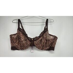 Adore Me Womens 42D 2X Leopard Print Akari Demi Bra & Panty Set NWT
